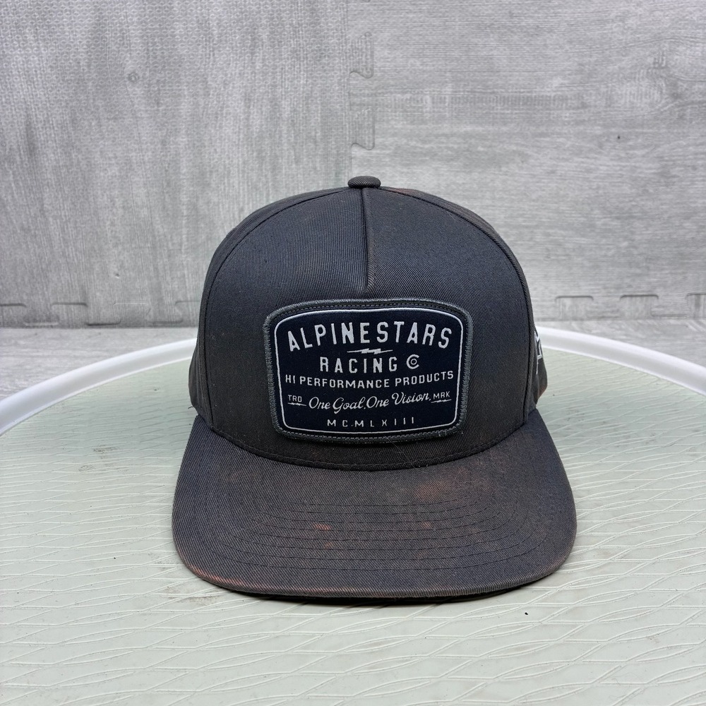 Alpinestars Hat Cap Snapback Gray Mens OSFA Black Racing Trucker Faded Moto
